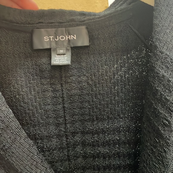 ST JOHN black knit blazer wool blend size 14 - Picture 7 of 10